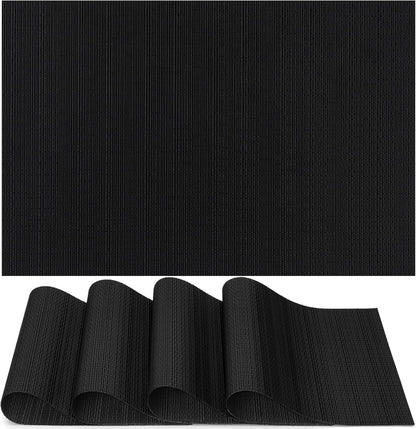 Myir JUN Placemats Set of 4, Vinyl Woven Placemats Place Mats Indoor Set of 4 Washable Table Mats