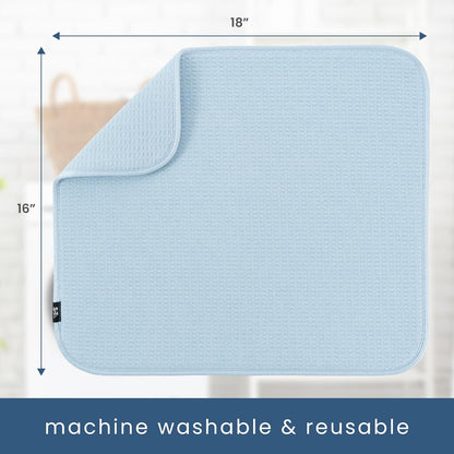 S&T INC. Dish Drying Mat, 16” x 18”, Absorbent Microfiber Kitchen Counter Mat, Dish Drying Pad for