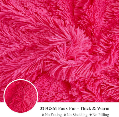 XeGe Luxury Faux Fur Throw, Hot Pink Soft 50x60 Fluffy Blanket, Shaggy Plush Decorative Couch