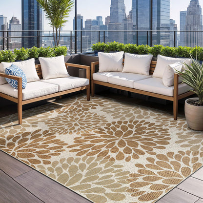 Beverly Rug Outdoor Rug 9x12 Modern Exotic Tropical Leaf Area Rugs for Indoor and Outdoor Patio