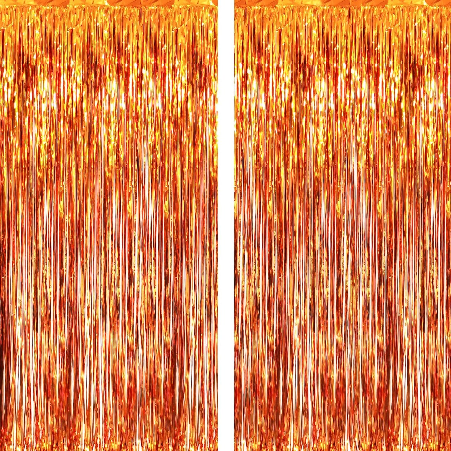 GOER 6.4 ft x 9.8 ft Metallic Tinsel Foil Fringe Curtains,Pack of 2 Party Streamer Backdrop for