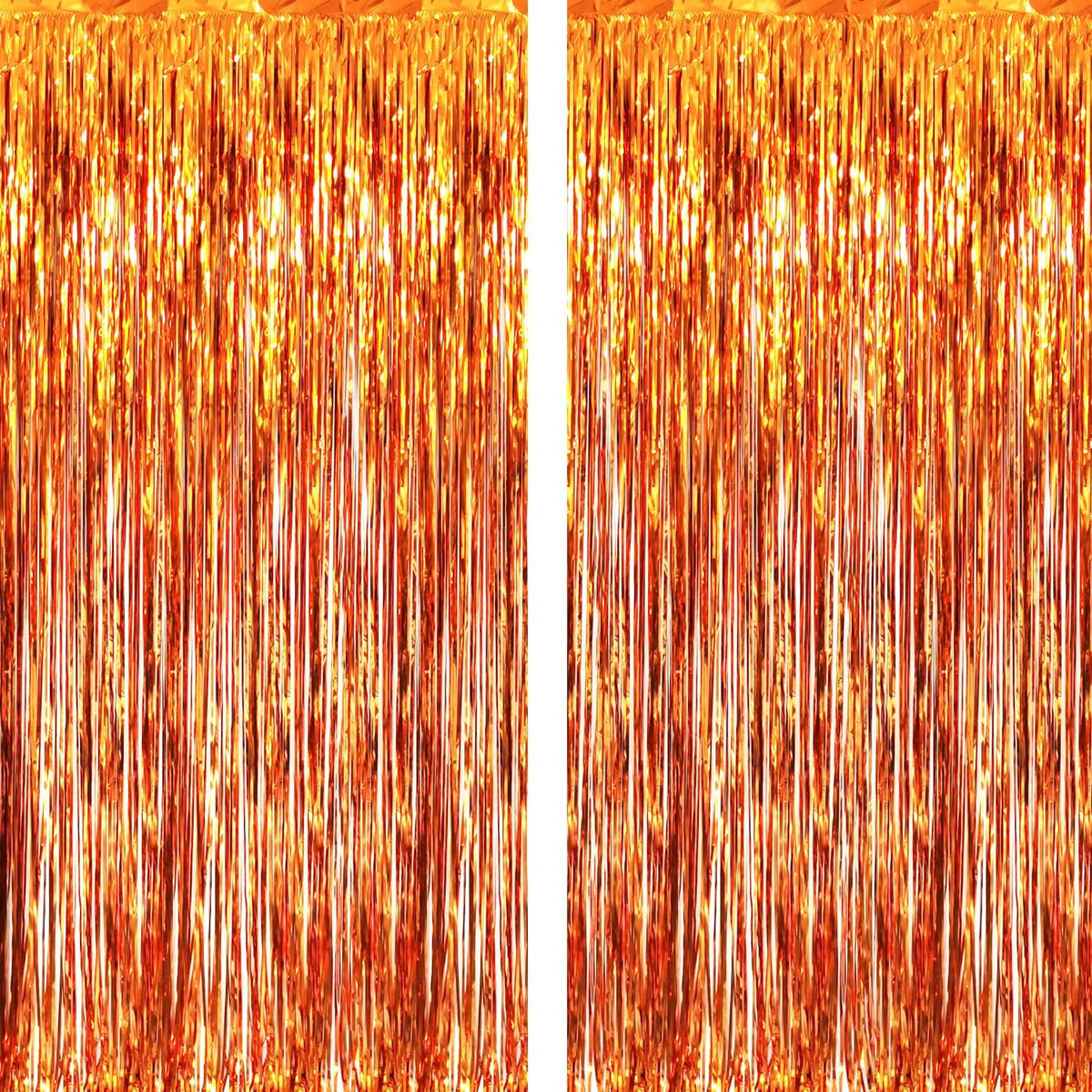 GOER 6.4 ft x 9.8 ft Metallic Tinsel Foil Fringe Curtains,Pack of 2 Party Streamer Backdrop for