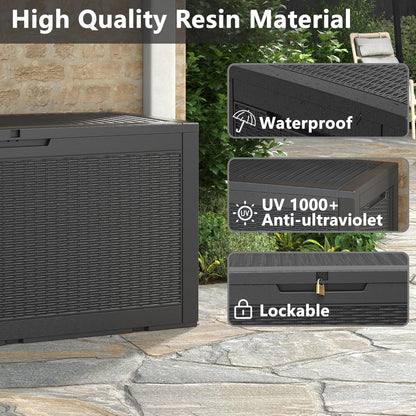 KAMABOKO 101 Gallon Waterproof Large Resin Deck Box, Lockable Large Outdoor Storage Boxes Indoor