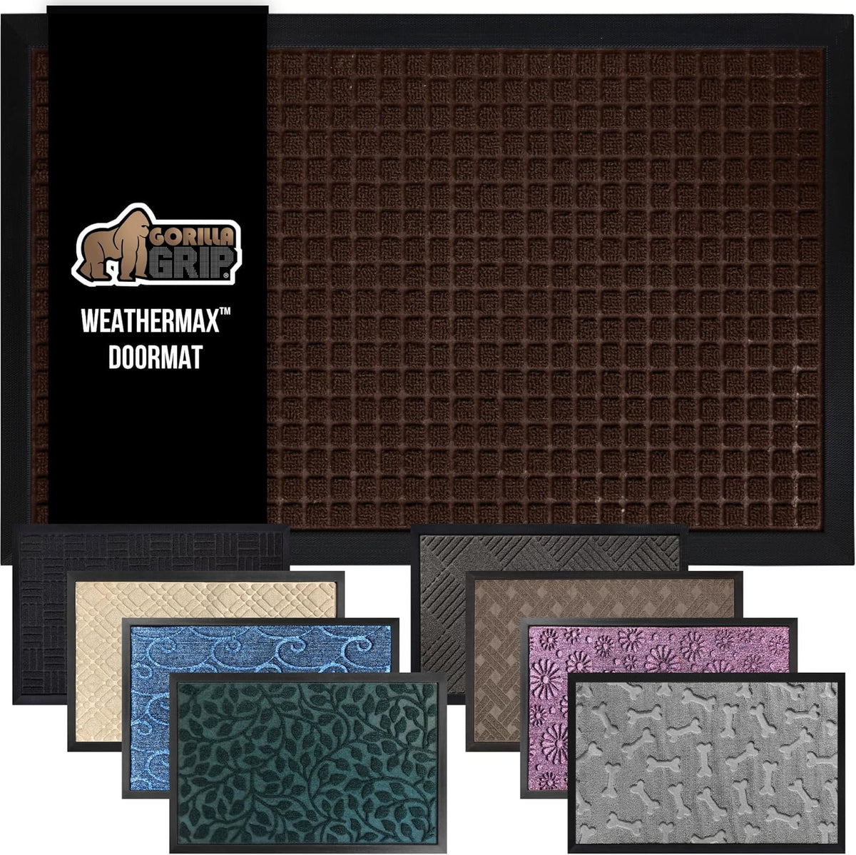 GORILLA GRIP 100% Waterproof All-Season WeatherMax Doormat, 34x58, US Designed Natural Rubber