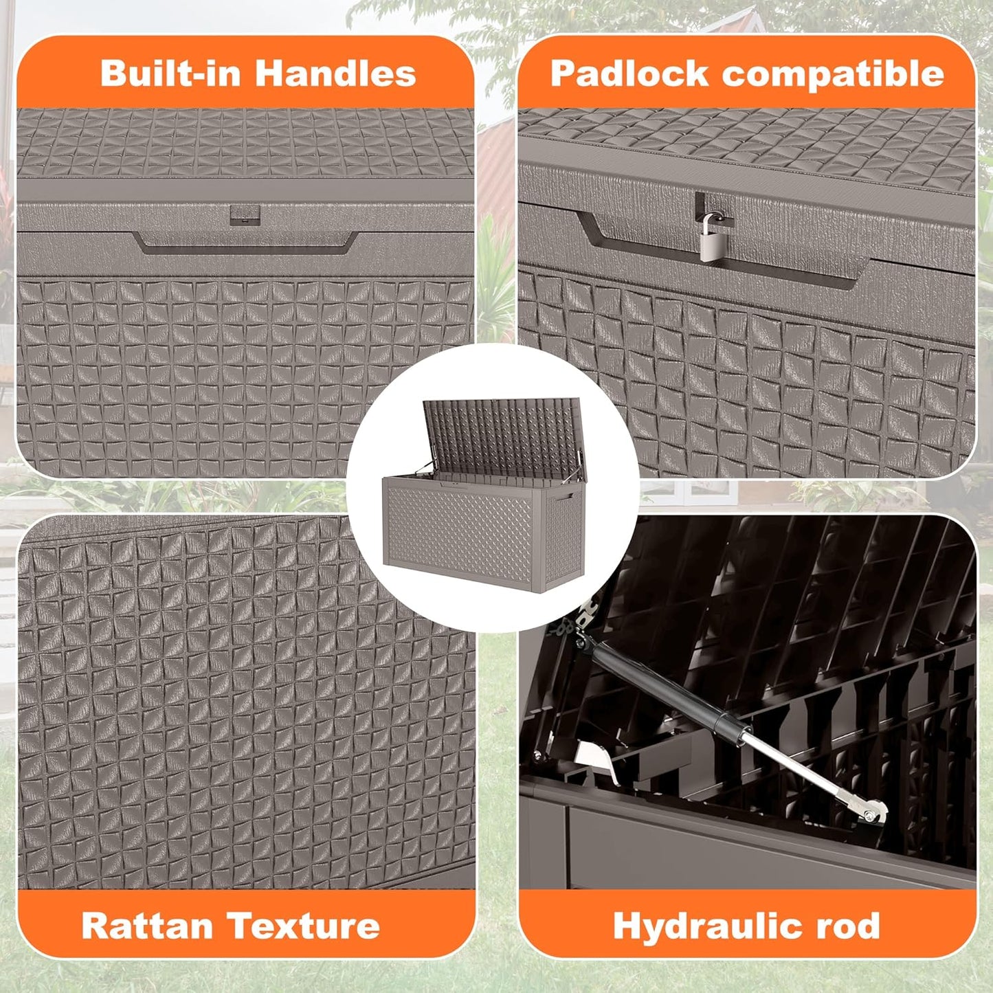 100 Gallon Resin Deck Box, Lockable Outdoor Storage Box for Patio Cushions Storage Furniture,Garden