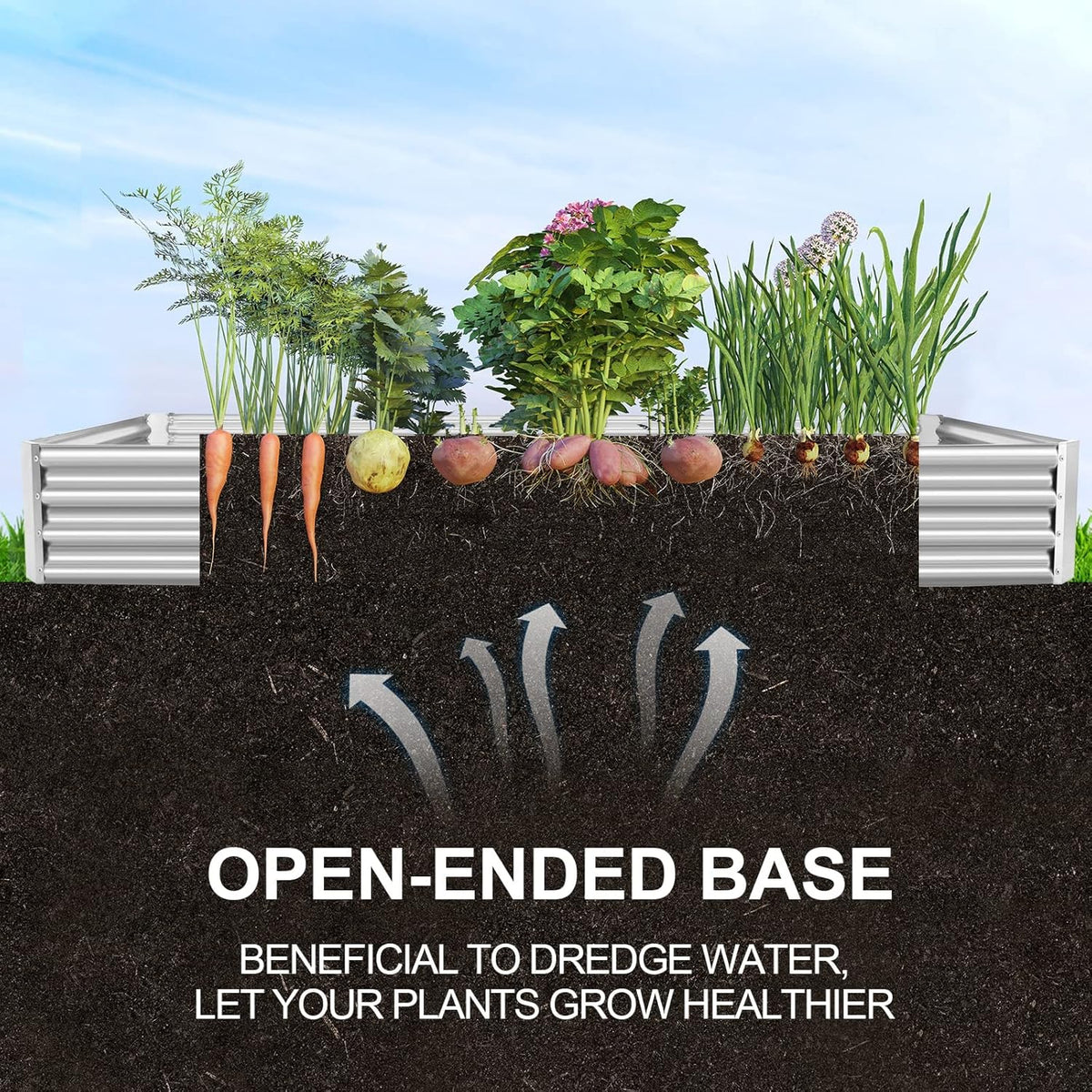Land Guard 12×4×1ft Galvanized Raised Garden Bed Kit for Vegetables, Galvanized Super Large Metal
