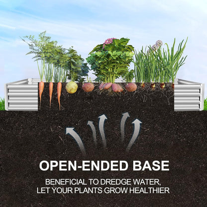 Land Guard 12×4×1ft Galvanized Raised Garden Bed Kit for Vegetables, Galvanized Super Large Metal