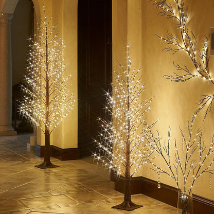 Fudios Lighted Alpine Tree Brown Willow 6FT 810 LED Fairy Lights,Artificial Winter Twig Trees Plug