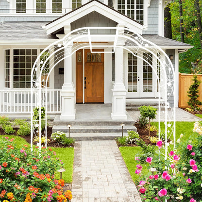 Metal Garden Arch 98.4" H Garden Arbor Trellis for Outdoor Climbing Plants Support Rose Lawn Tall