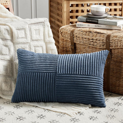 Fancy Homi 2 Packs Dusty Blue Lumbar Decorative Throw Pillow Covers 16x32 Inch for Couch Bed Sofa