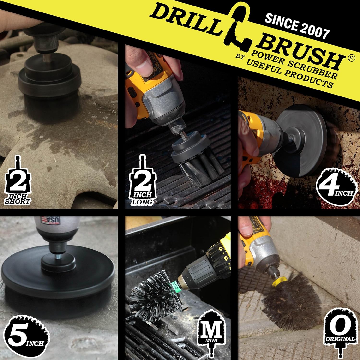 The Ultimate No-Wire Grill Brush Kit - BBQ Accessories - Drill Brush - Rust Remover - Cast Iron