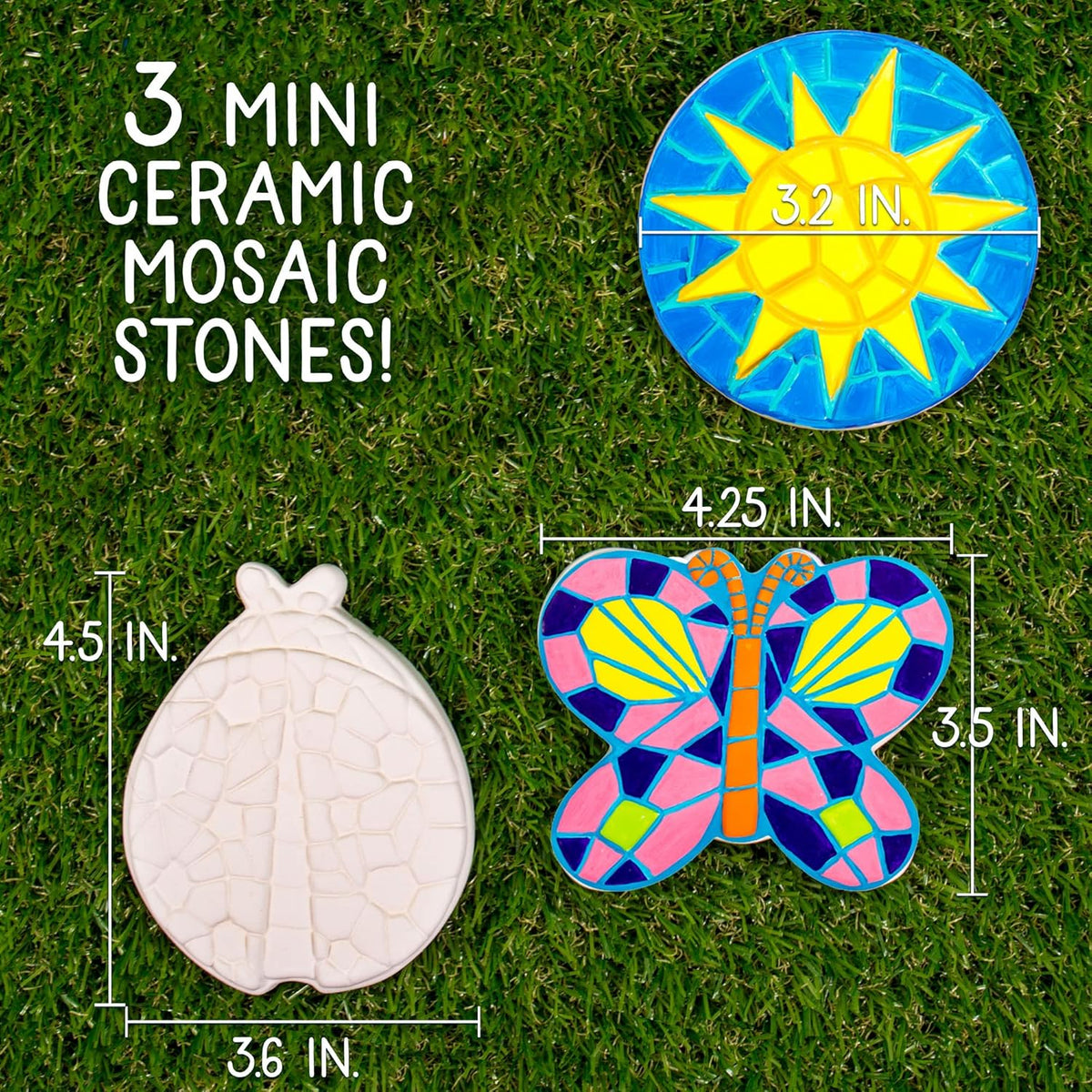 Creative Roots Paint Your Own Butterfly, Ladybug & Sun Stepping Stone by Horizon Group USA, 1 box