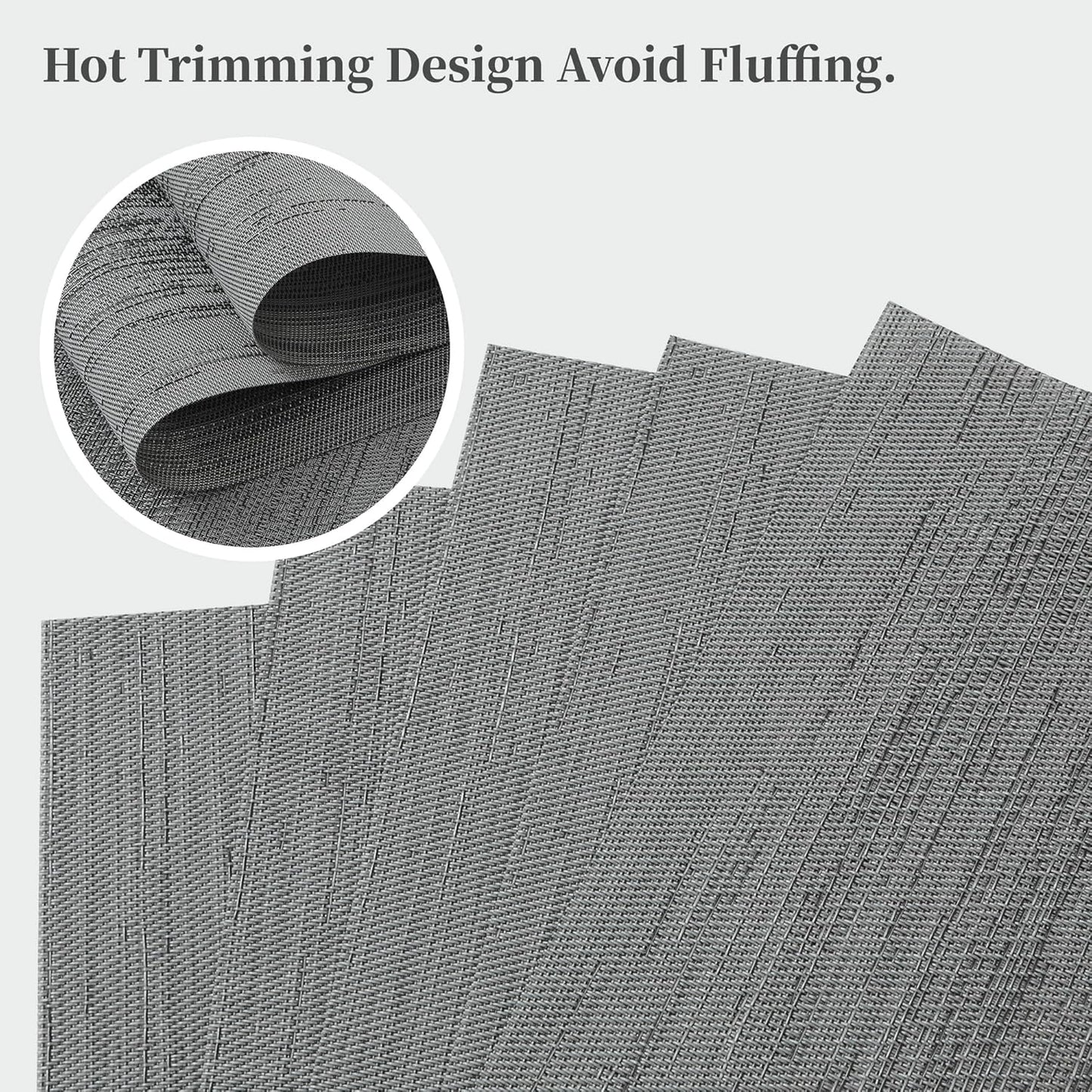 Leetaltree Grey Placemats, Heat Resistant Non-Slip Place mats for Dining Table, Washable Durable