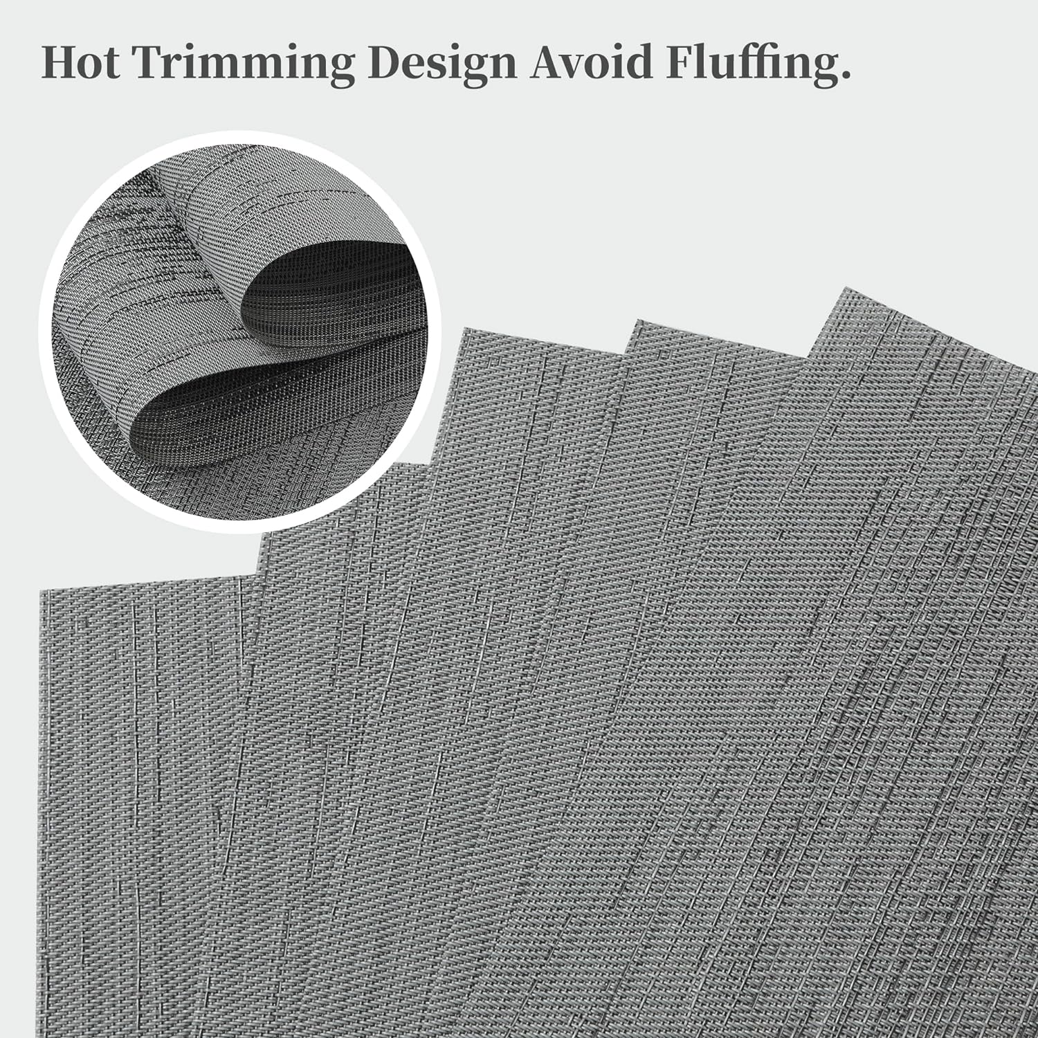 Leetaltree Grey Placemats, Heat Resistant Non-Slip Place mats for Dining Table, Washable Durable
