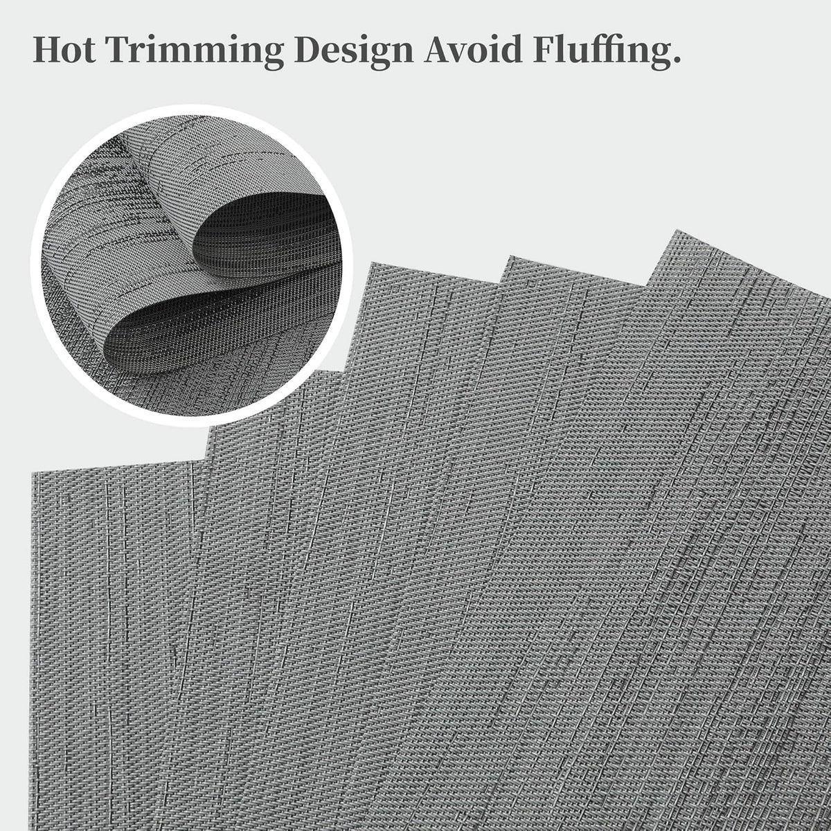 Leetaltree Grey Placemats, Heat Resistant Non-Slip Place mats for Dining Table, Washable Durable