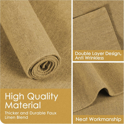 MANSPHIL Cloth Placemats Set of 6, Double Layer Faux Linen Place Mats Heat Resistant Washable Table