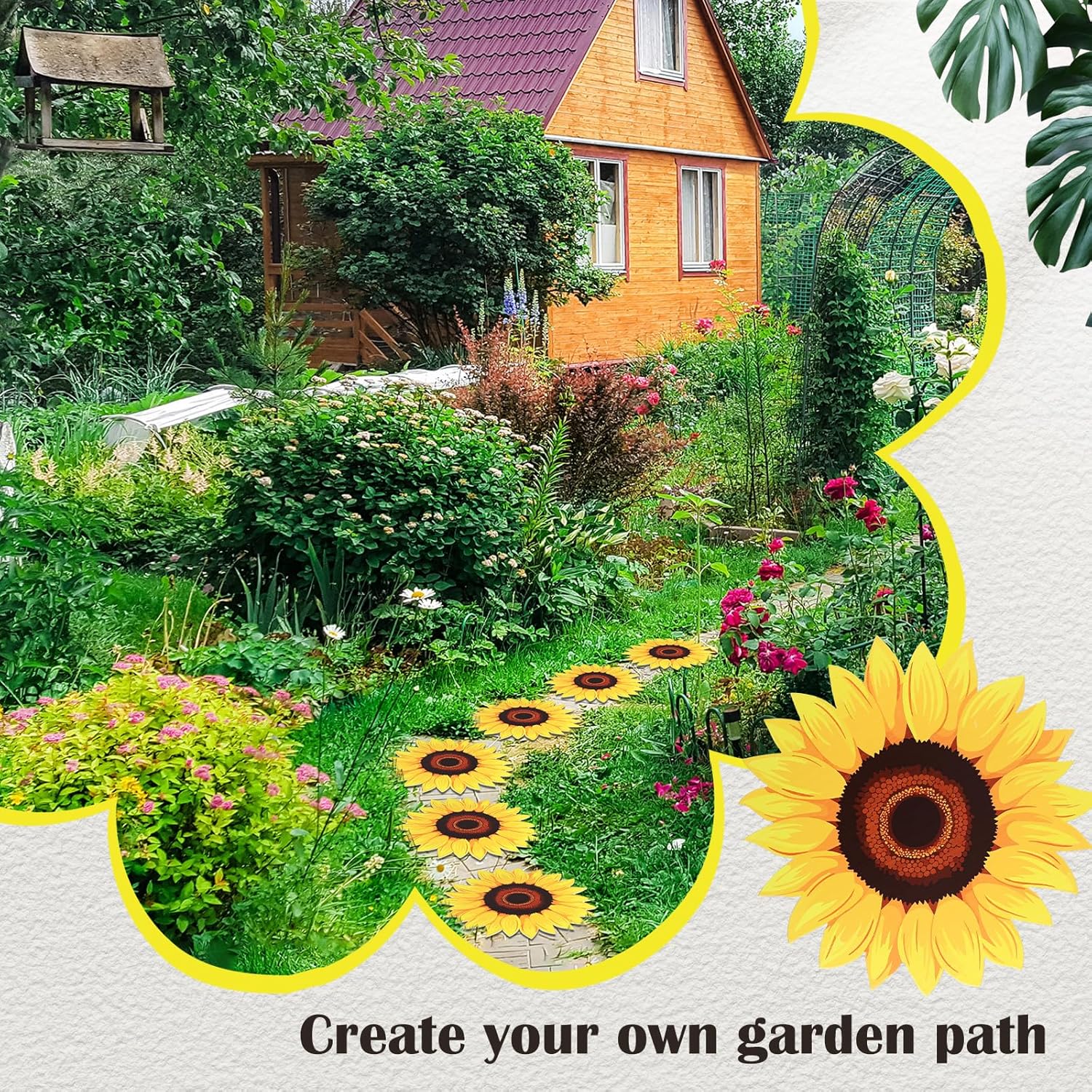 Tandefio 3 Pcs Sunflower Stepping Stones 12 Inch Iron Pavers for Garden Walkway Decorative