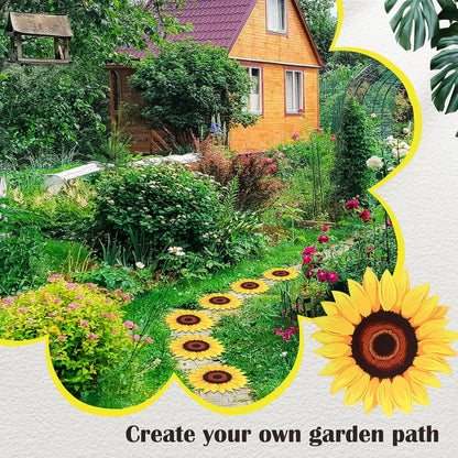 Tandefio 3 Pcs Sunflower Stepping Stones 12 Inch Iron Pavers for Garden Walkway Decorative
