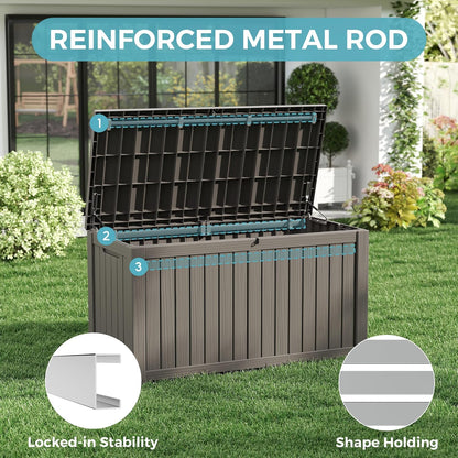 KAMABOKO Outdoor Storage Box, 150 Gallon Large Outdoor Resin Deck Box, Storage Waterproof Boxes