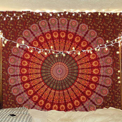 Bless International Handmade Indian hippie Bohemian Psychedelic Peacock Mandala Wall hanging