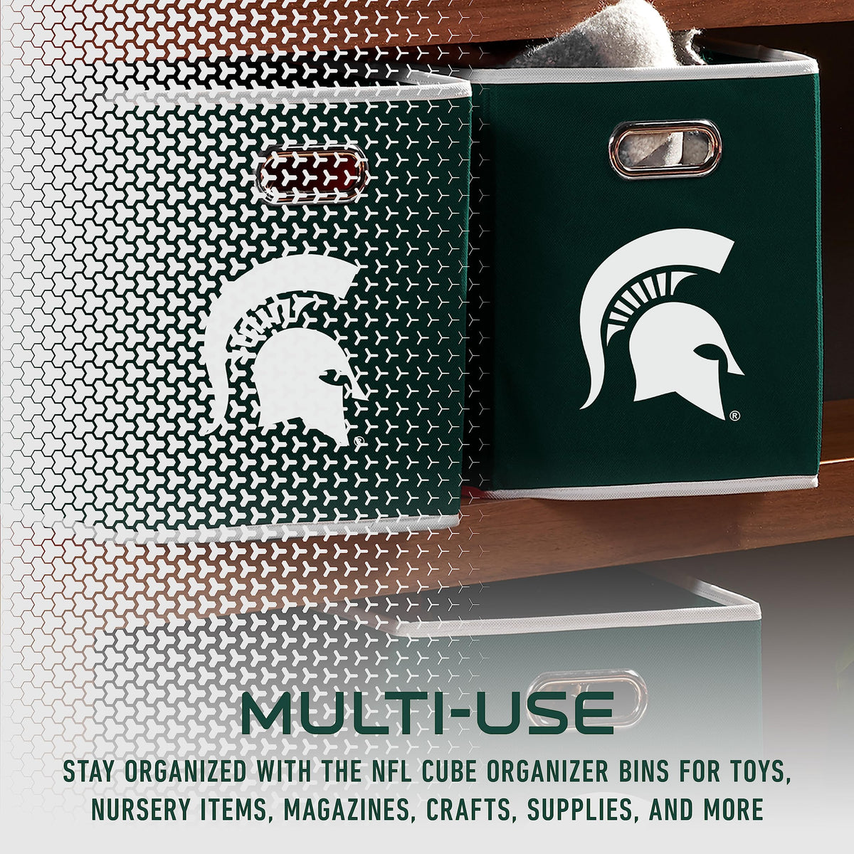 Franklin Sports NCAA Storage Bin - Cube Organizer - Michigan State