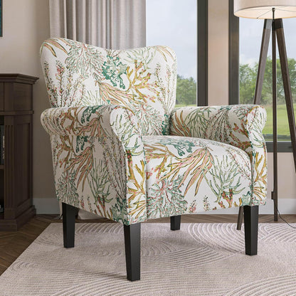 BELLEZE Modern Accent Chair for Living Room, High Back Linen Armchair with Wooden Legs, Upholstered
