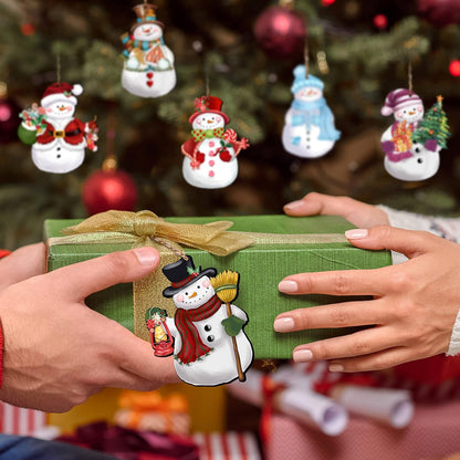 24 Pieces Christmas Snowman Wooden Ornaments Wood Hanging Decoration Set for Christmas Tree Hanging