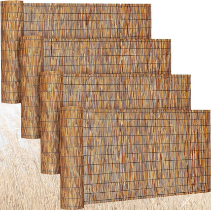 Barydat 4 Pcs 3 x 16.4 ft Bamboo Privacy Screen, Reed Fence Roller Patio Decorative Fences Reed
