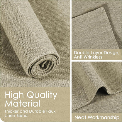 MANSPHIL Cloth Placemats Set of 4, Washable Thick Faux Linen Place Mats Heat Resistant Double Layer