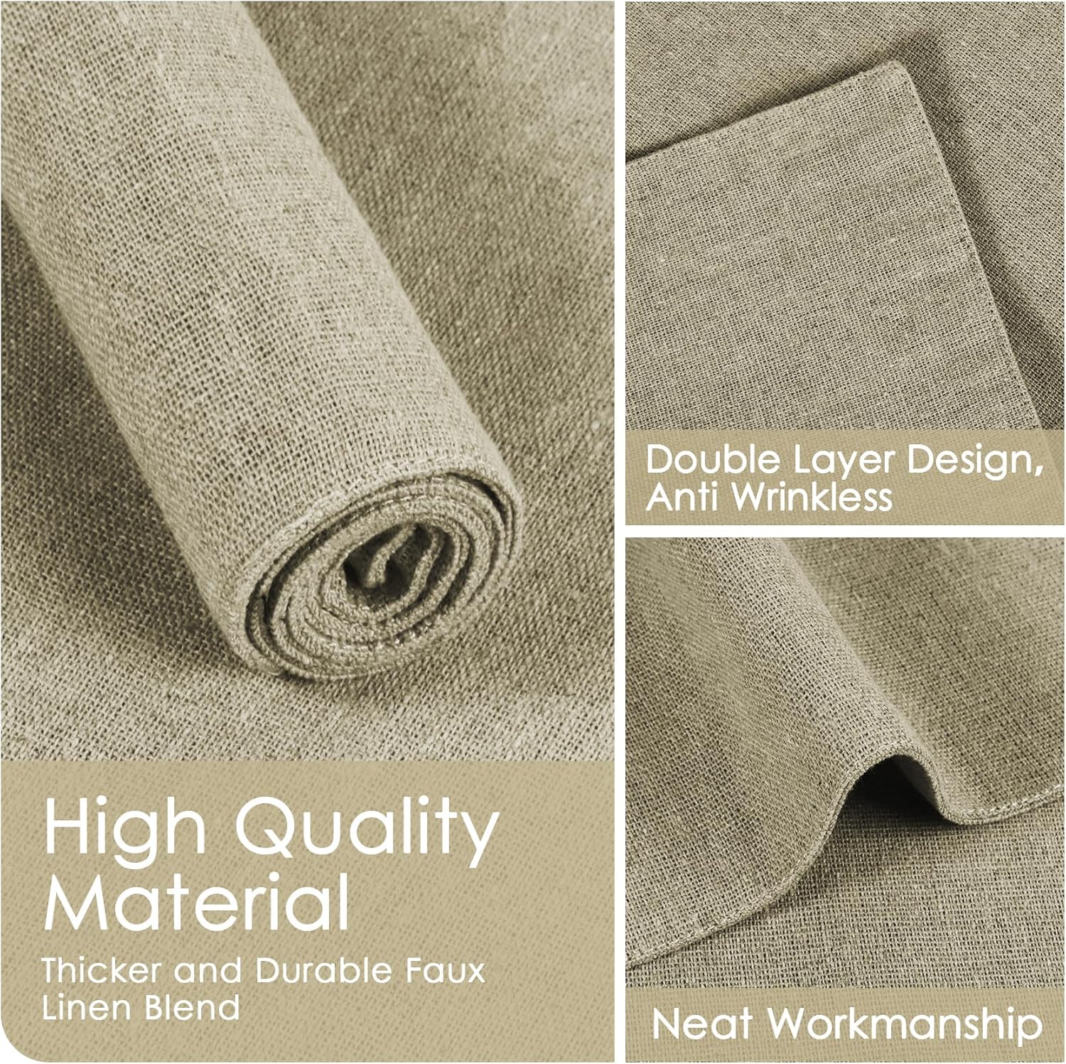 MANSPHIL Cloth Placemats Set of 6, Double Layer Faux Linen Place Mats Heat Resistant Washable Table