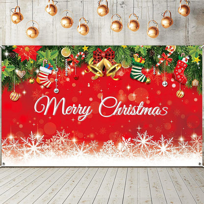 Irenare Christmas Backdrop Merry Christmas Banner Party Decoration Xmas Photography Background
