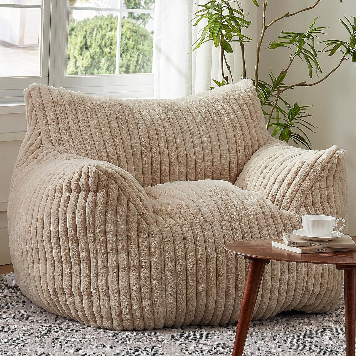 Giant Bean Bag Chairs for Adults with Filling Plush Fluffy Bean Bag Chairs for Teens with Armrests