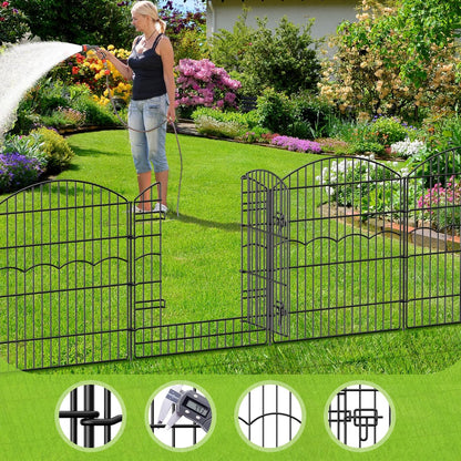 Decorative Garden Fence 12 Panels 26.8ft(L)×32in(H) Garden Fences Animal Barrier Fencing with 11