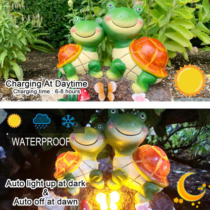 Malister Garden Turtle Figurines Outdoor Decor - Outdoor Statues with Solar LEDs for Patio Decor