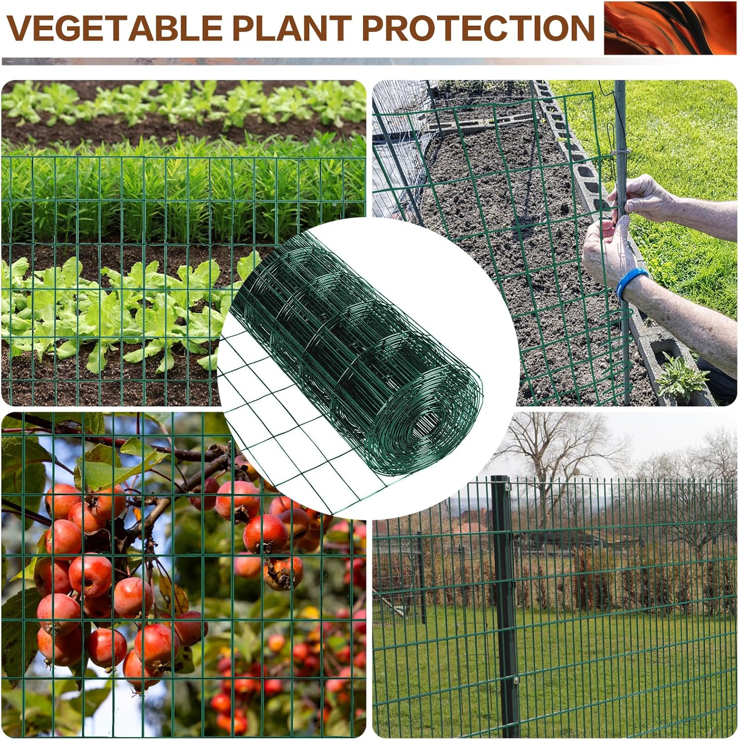 Tongmo 4 ft x 100 ft Green PVC Coated Welded Wire Fence, 16GA Garden Chicken Wire Fence Roll, Mesh