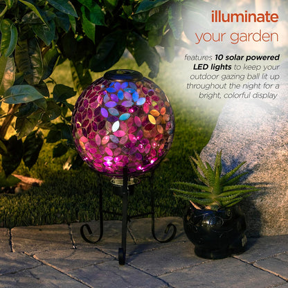 Alpine Corporation GRS122A-SLR Indoor/Outdoor Glass Solar Powered Mosaic Gazing Globe Yard