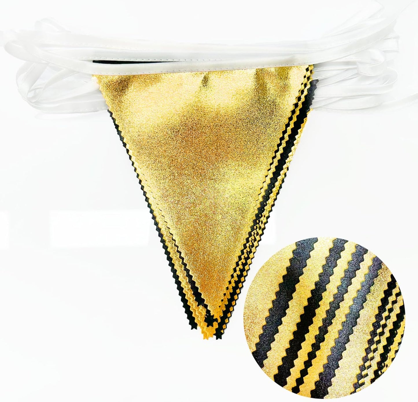Black and Gold Party Decorations Triangle Pennant Banner Flag Metallic Fabric Bunting Garland for