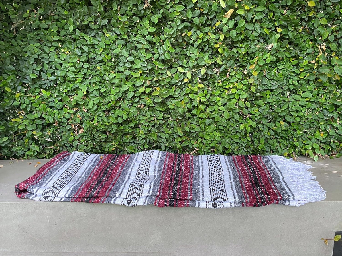 Del Mex Classic Mexican Blanket, Large Authentic Woven Falsa Throw (70"x50"), Artisan Southwest