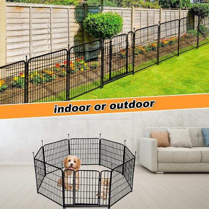 Garden Fences with Gate, 32 in(H)×27 in(L) 16 Panels Total 35.4 Ft(L), Garden Animal Barrier, Fence