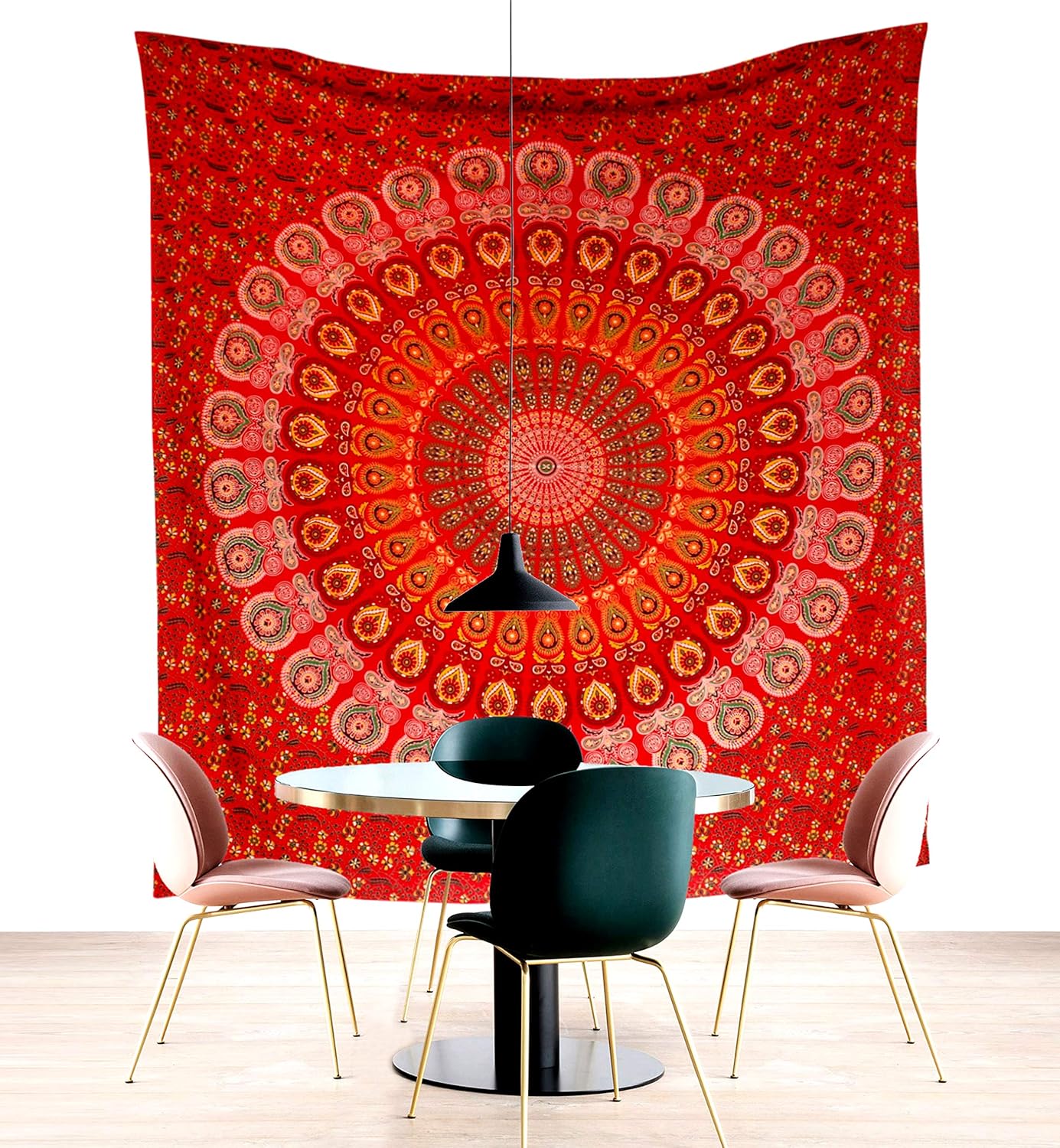 raajsee Red Tapestry Mandala Wall Hangings, Indian Cotton Beach Throw Blanket, Hippie Tapestries