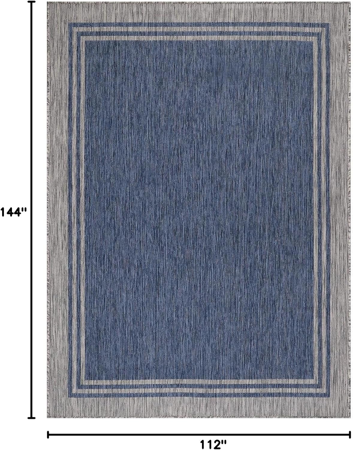 Bordered Outdoor Rug 9x12 Washable Outside Carpet for Indoor Patio Porch Waterproof Easy Cleaning