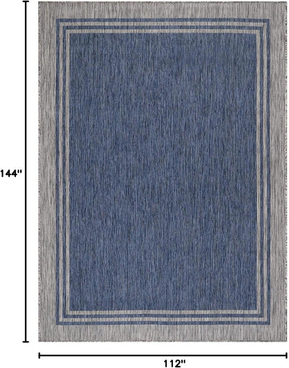 Bordered Outdoor Rug 9x12 Washable Outside Carpet for Indoor Patio Porch Waterproof Easy Cleaning