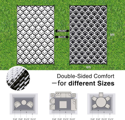 OLANLY Reversible Outdoor Rug 6x9 ft Clearance, Waterproof Outdoor Plastic Straw Rug with