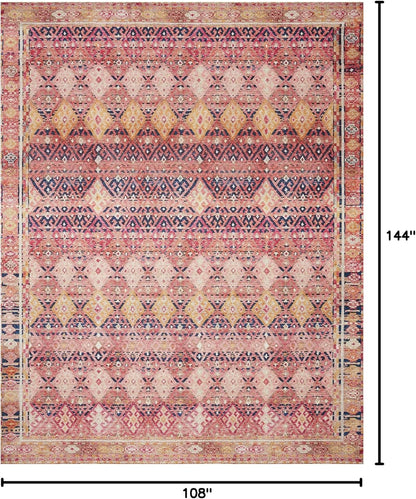 Loloi Layla Collection LAY-15 Magenta/Multi 9'-0" x 12'-0" .13" Thick Area Rug, Soft, Durable