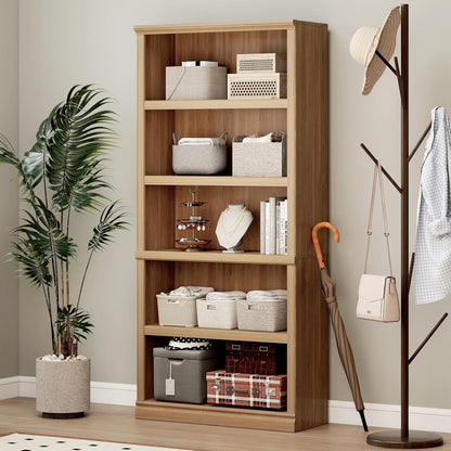 70 in Tall Bookcase, White Bookshelf Open Storage 5-Tier Shelves, 33 inch Wide Floor Standing