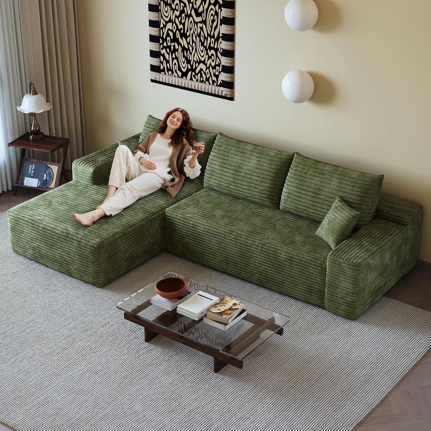 108" Sectional Couches for Living Room Modern Modular Sofa with L-Shape Couchs Upholstered Boneless