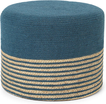 REDEARTH · Cylindrical Pouf Foot Stool Ottoman - Jute Braided Pouffe Poof Accent Sitting Footrest