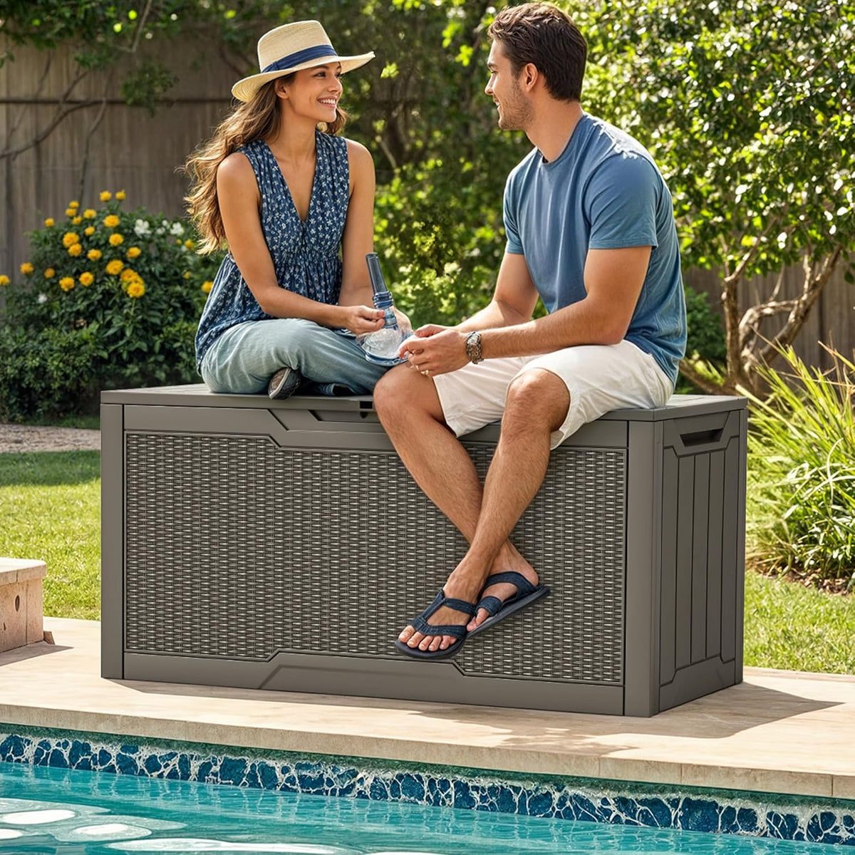 YITAHOME 80 Gallon Outdoor Storage Box, Large Water Resistant Resin Deck Box, Indoor Outdoor