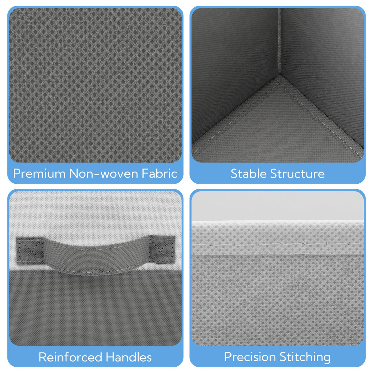 Cupic Cupid 6-Pack 11x11 Storage Cube, Fabric Storage Cubes, Gray and White