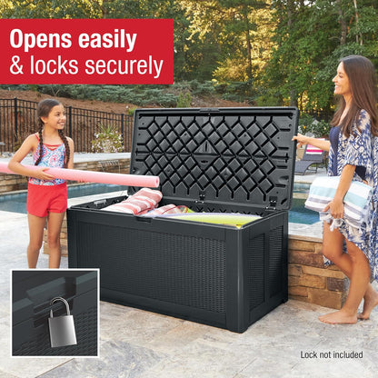 Rubbermaid Extra Large Resin Outdoor Storage Deck Box (134 Gal), Weather Resistant, Black, Deck